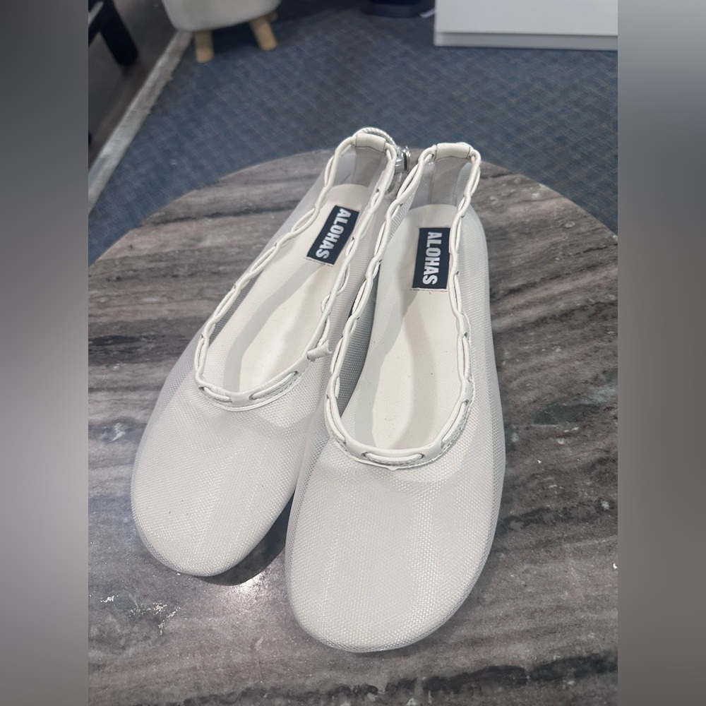 ALOHAS Women's Cream Mesh Flats